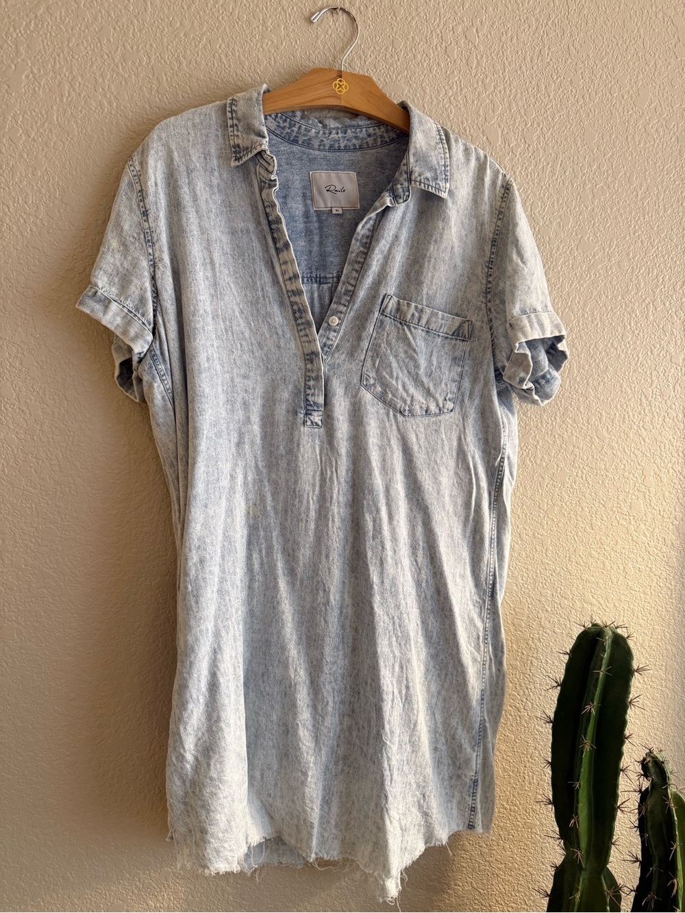 Rails Valerie Light Acid Wash Short Denim Shirt Dress